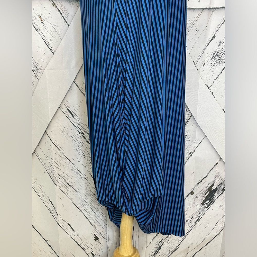 "Comfy USA" Maxi Dress Sleeveless Blue & Black Striped Balloon Hem Size S - Picture 3 of 5